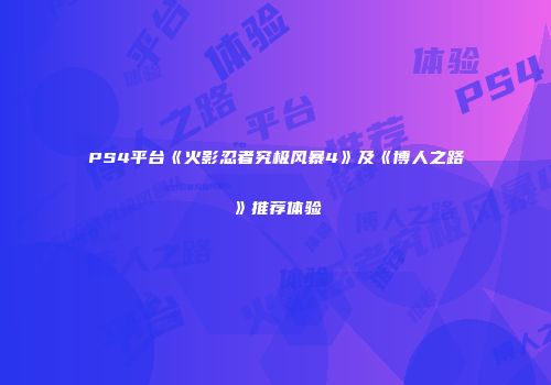 PS4平台《火影忍者究极风暴4》及《博人之路》推荐体验