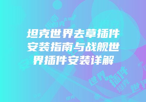 坦克世界去草插件安装指南与战舰世界插件安装详解