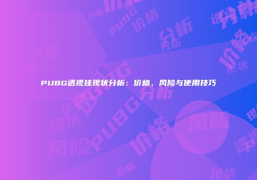 PUBG透视挂现状分析：价格、风险与使用技巧