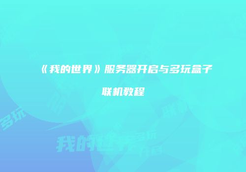 《我的世界》服务器开启与多玩盒子联机教程
