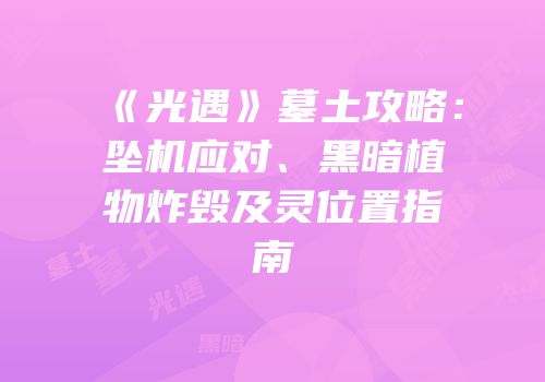《光遇》墓土攻略：坠机应对、黑暗植物炸毁及灵位置指南