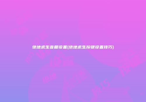 绝地求生音箱设置(绝地求生按键设置技巧)