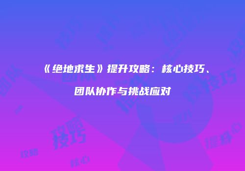 《绝地求生》提升攻略：核心技巧、团队协作与挑战应对