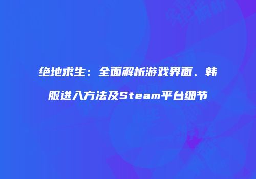 绝地求生：全面解析游戏界面、韩服进入方法及Steam平台细节