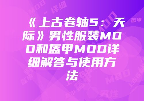 《上古卷轴5：天际》男性服装MOD和盔甲MOD详细解答与使用方法