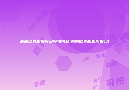 战舰世界副炮有多可怕视频(战舰世界副炮流排名)