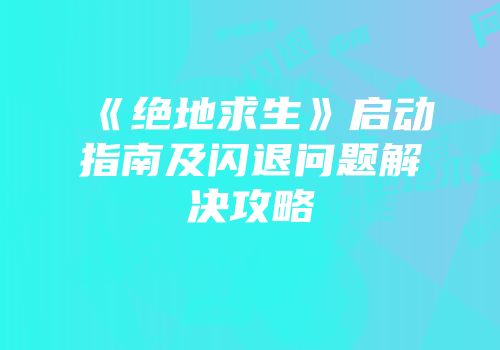 《绝地求生》启动指南及闪退问题解决攻略