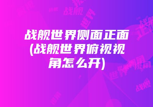 战舰世界侧面正面(战舰世界俯视视角怎么开)