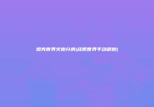 坦克世界火炮分房(战舰世界手动副炮)