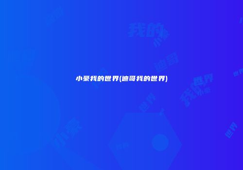 小豪我的世界(迪哥我的世界)
