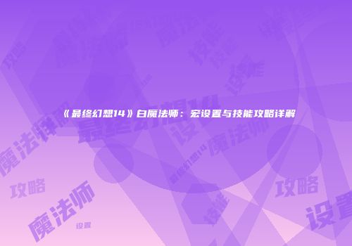 《最终幻想14》白魔法师：宏设置与技能攻略详解