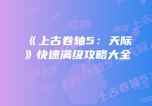 《上古卷轴5：天际》快速满级攻略大全
