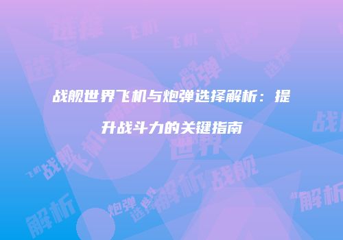 战舰世界飞机与炮弹选择解析：提升战斗力的关键指南