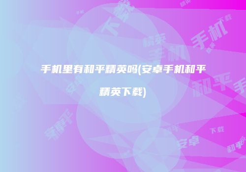 手机里有和平精英吗(安卓手机和平精英下载)