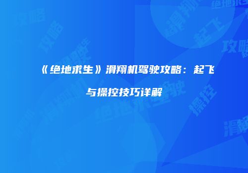 《绝地求生》滑翔机驾驶攻略：起飞与操控技巧详解