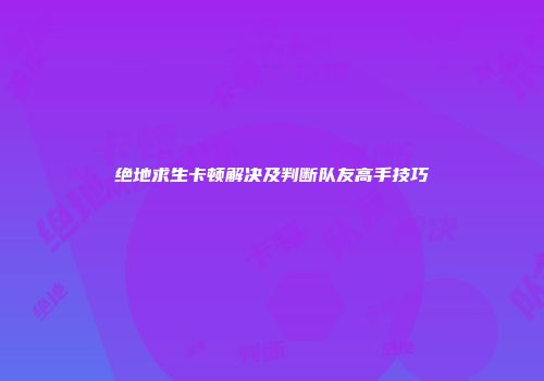 绝地求生卡顿解决及判断队友高手技巧