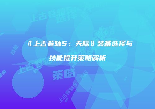 《上古卷轴5：天际》装备选择与技能提升策略解析