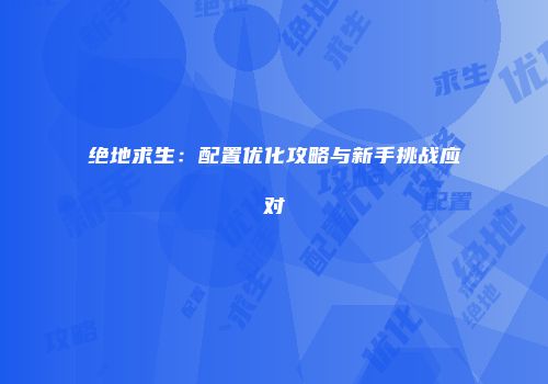 绝地求生：配置优化攻略与新手挑战应对