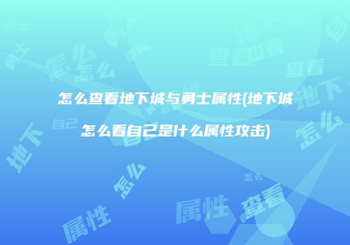 怎么查看地下城与勇士属性(地下城怎么看自己是什么属性攻击)