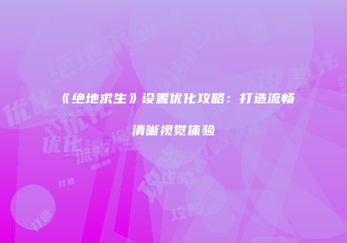 《绝地求生》设置优化攻略：打造流畅清晰视觉体验
