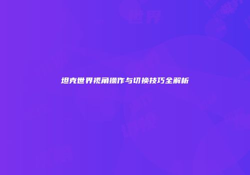 坦克世界视角操作与切换技巧全解析