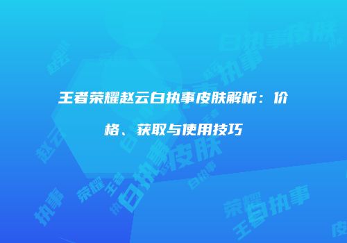 王者荣耀赵云白执事皮肤解析：价格、获取与使用技巧