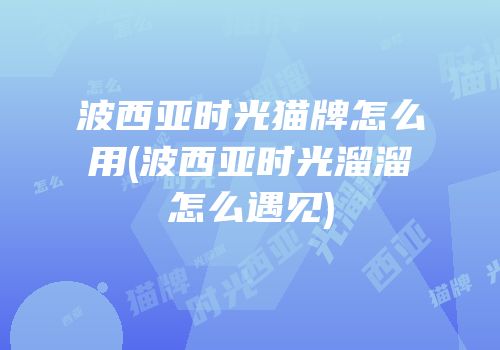 波西亚时光猫牌怎么用(波西亚时光溜溜怎么遇见)