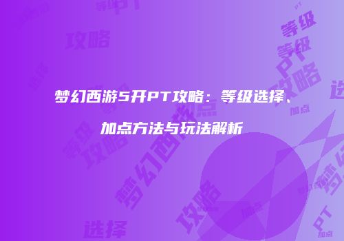 梦幻西游5开PT攻略：等级选择、加点方法与玩法解析