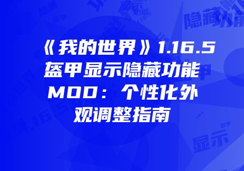 《我的世界》1.16.5盔甲显示隐藏功能MOD：个性化外观调整指南