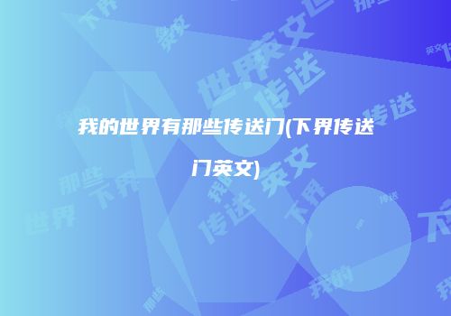 我的世界有那些传送门(下界传送门英文)