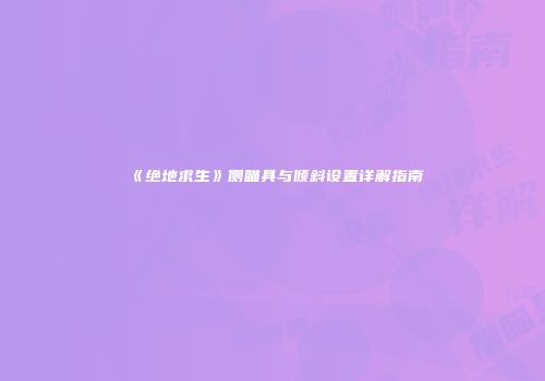 《绝地求生》侧瞄具与倾斜设置详解指南