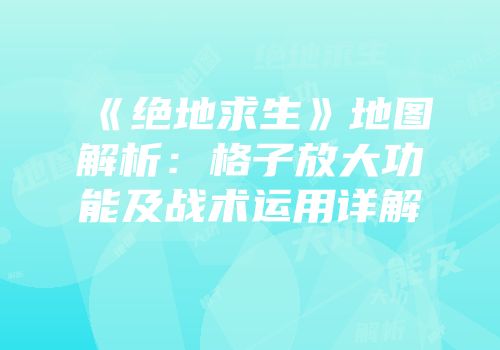 《绝地求生》地图解析：格子放大功能及战术运用详解