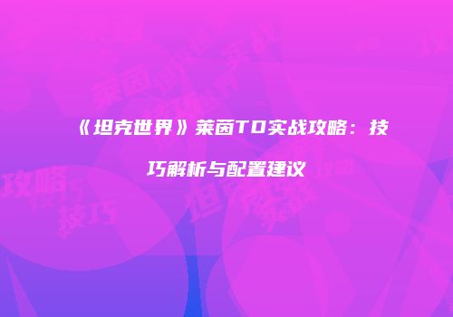 《坦克世界》莱茵TD实战攻略：技巧解析与配置建议