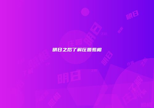 明日之后了解庄园照相