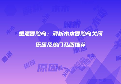 重温冒险岛：解析木木冒险岛关闭原因及热门私服推荐