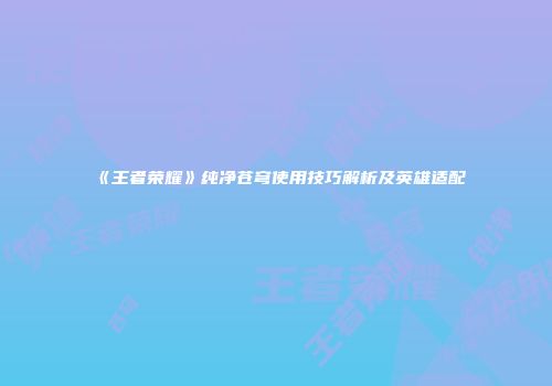 《王者荣耀》纯净苍穹使用技巧解析及英雄适配