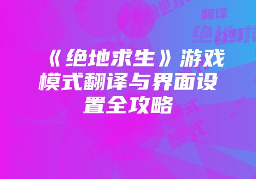 《绝地求生》游戏模式翻译与界面设置全攻略