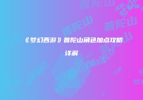 《梦幻西游》普陀山角色加点攻略详解