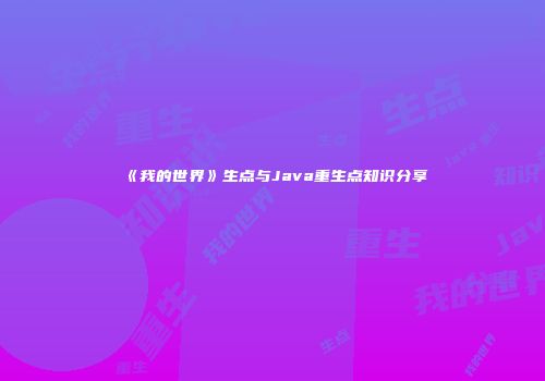 《我的世界》生点与Java重生点知识分享