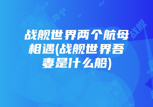 战舰世界两个航母相遇(战舰世界吾妻是什么船)