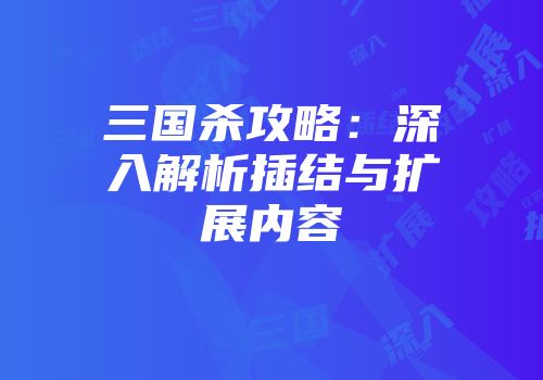 三国杀攻略：深入解析插结与扩展内容