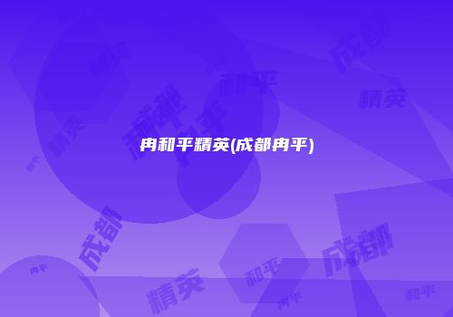 冉和平精英(成都冉平)