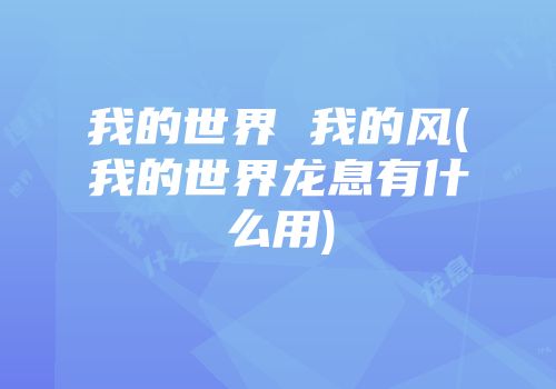 我的世界 我的风(我的世界龙息有什么用)