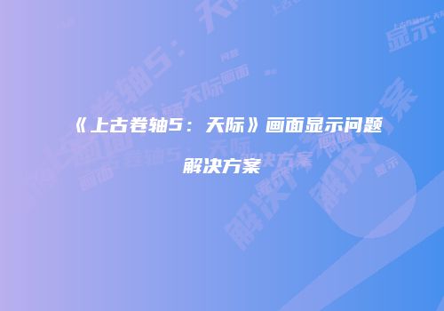 《上古卷轴5：天际》画面显示问题解决方案