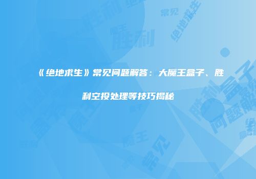 《绝地求生》常见问题解答：大魔王盒子、胜利空投处理等技巧揭秘