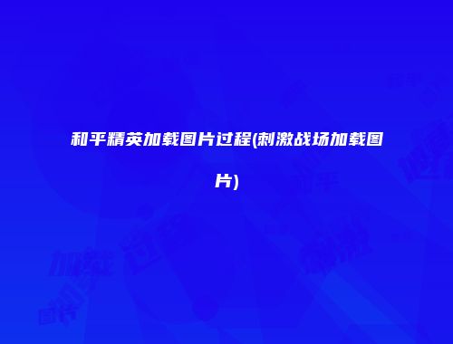和平精英加载图片过程(刺激战场加载图片)