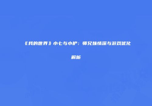 《我的世界》小七与小护：师兄妹情深与游戏优化解析