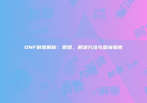 DNF制裁解析：原因、解决方法与查询指南