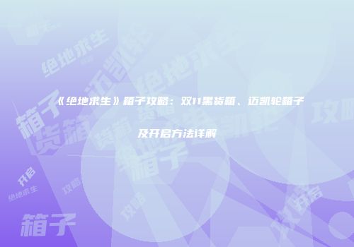 《绝地求生》箱子攻略：双11黑货箱、迈凯轮箱子及开启方法详解