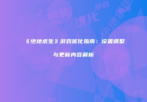 《绝地求生》游戏优化指南：设置调整与更新内容解析